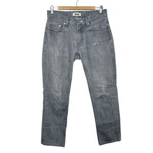 Acne Mic D Jeans Gray Mens 31x27 Hemmed Rigid Distressed Straight Leg